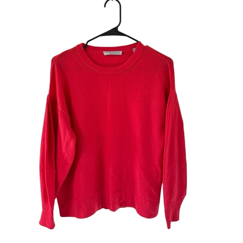 Vince Pleated Sleeve Cashmere Crew in Poppy - Picture 9 of 11